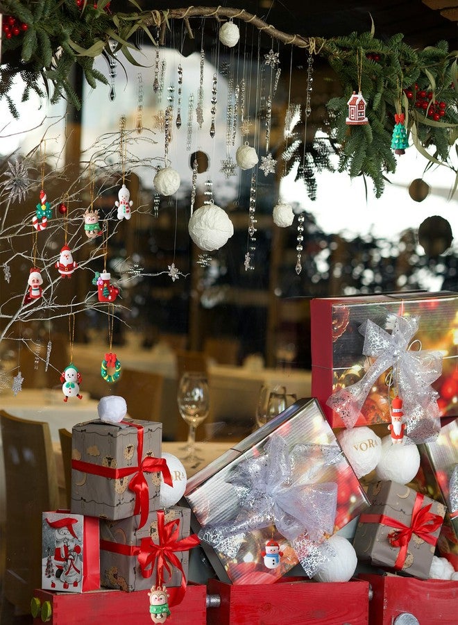 Becfupo 21 Pcs Middle Christmas Rubber Ornaments, 3D Shaped Xmas Tree Ornaments Decorations Snowman Santa Claus Hanging Ornaments with Strings for Christmas Trees Decoration - Image 4
